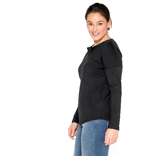 Shirt met lange mouwen van bio-katoen, onyxzwart, 36/38