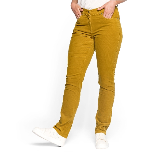 Corduroy broek PAULA van fijne rib van bio-katoen, saffraan, 46