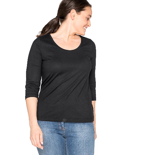 Shirt met 3/4-mouw van bio-katoen, zwart, 38