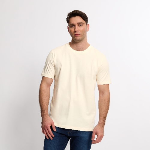 Katoenen T-shirt in Kokoskleur
