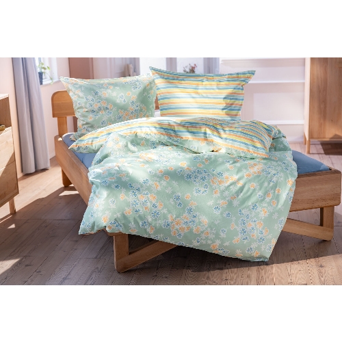 Beddengoedset van renforcé, 2-delig, kiezel, 80x80 + 155x220 cm